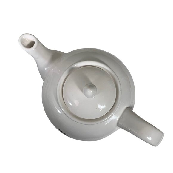 Rae Dunn Artisan Collection Magenta Tea Pot White TEA Typewriter Small Letters - Picture 2 of 7